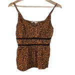 Women's Leopard Ladder Trim Tank Top S MiAmi Francesca's Mobwife Cheetah Party Black Photo 1