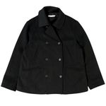 J.Crew Wool Blend Double Breasted Black Peacoat Classic Preppy Womens Large Photo 0