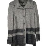 Talbots Gray Multicolor Speckles Long Slouchy Funnel Collar Cardigan Sweater Photo 0