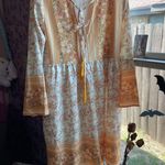Women’s boho floral print tunic flowy dress Yellow Size L Photo 0