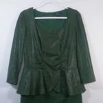 Alberto Makali  Green Printed Peplum Long Sleeve Dress Size L Photo 3