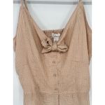 Japna  Micro Gingham Tank Top Size Large Button Country Festival Ranch Tan White Photo 1
