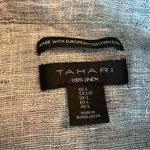 Tahari Women’s  Light Gray European Flax 100% linen button up shirt size Large Photo 2