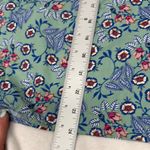 Loft Green Blue Blouse Floral Peasant Style Lightweight Shirred Tie Neck LP Photo 8