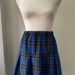 Royal Blue & Black Plaid Pleated Elastic Waist A Photo 0