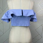 Apiece Apart Lamu Smocked Cropped Top Cotton Chambray Blue Lilac Size US 12 Photo 7