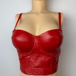 The Sang  Red Faux Leather Bustier Top Sz M Photo 0