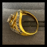 vintage gold plated ladies rhinestone cluster cocktail ring Photo 3