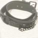 Black Goth Emo Punk Bonded Leather Studded Link Ring Belt Size Small Photo 1