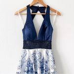 Camille La Vie Floral Halter Maxi Gown in Blue Photo 2