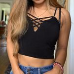 Contempo Casuals Cross Cross Black Crop Top Photo 0