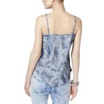 INC International Concepts Denim Tropical Rose Linen Blend Tank Top Blue Size M Photo 1