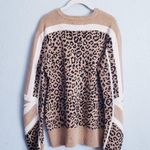 Current/Elliott Duvall Tan Leopard Print Crew Neck Sweater Photo 5