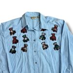 Vintage 90s Denim Republic Size XL Blue Embroidered Teddy Bear Plaid Shirt Photo 1