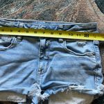American Eagle Blue Jean Shorts Distressed Frayed Hem SZ 2 Biker High Waist Y2K Photo 12
