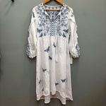 Johnny Was  Lulu Butterfly Embroidered Ruffle-sleeve Dress In White XS Photo 4