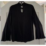 Jennifer Lopez JLO Lace Up Choker Blouse Black Bell Sleeve Size XS Loose Fit Photo 1