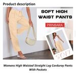 NEW High Waisted Corduroy Pants Straight Leg Loose Trousers Pockets L Size L Photo 3