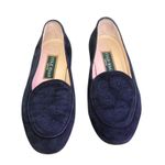 Cole Haan  Blue Suede Leather Embroidered Loafers Size 6‎ B Preppy Quiet Luxury Photo 2