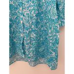 Lilly Pulitzer  Tayla Resort White Took Me By Sunrise Linen Top Blue Ruffle EUC M Photo 3