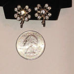 Vintage Silver Tone CZ Shamrock Four Leaf Clover Lucky Screw Back Earrings Photo 4