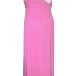 Vintage 90s Y2K Pink Whimsical Beaded Sequin Flower Prom Dress XL Fairycore Glam Photo 4