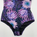 Sensi Graves Floral One Piece Swimsuit Purple Mesh Panel Size Medium Women Emily Photo 5