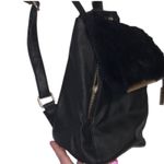 Black faux leather faux fur backpack Medium Size Photo 3