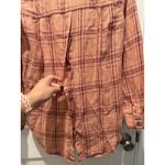 Free People Women’s  No Limits Plaid Linen Shirt Button Down Peach Long Sleeve XS Photo 7
