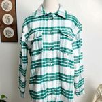 Joie Thick Flannel White Green Plaid Shirt Jacket Medium Photo 0