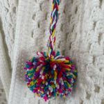 Handmade Chunky Crochet Rainbow PomPom Hooded Open Cardigan OS White Size undefined Photo 1