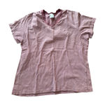 Nike  Womens V Neck T Shirt Pink White Striped Short Sleeve Tee Size M Photo 0