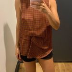 Topshop Red Tartan plaid asymmetric top Size 2 Photo 1