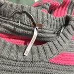 Free People NWOT Links Pullover XS Pink Gray Striped Sweater Rib Knit Oversized Photo 5