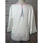 Talbots  Blouse Womens size XL Extra Large Shirt White Rainbow Poplin Flare Cuff Photo 4