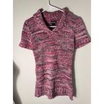 Wet Seal Vintage Y2K  Pink Marled Short Sleeve Knit Sweater Top XS Photo 3