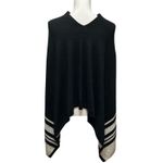 Charter Club Luxury 100% Cashmere Poncho Black Beige Stripe One Size Photo 1
