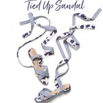 CAbi Tied Up Watercolor Blue Floral Striped Cotton Ankle Wrap Sandal 6013 8 NWOB Photo 10