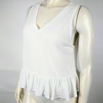 Wildfox  White Peplum V Neck Sleveless Blouse XS Photo 2