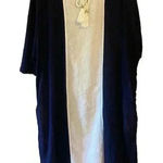 Sigrid Olsen ‎ Oversized Blue & White Maxi Dress Linen Blend Short Sleeve Size L Photo 0