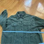 ZARA Womens Shacket Sz M Olive Green Corduroy Shirt Jacket Raw Hem Oversized Photo 11