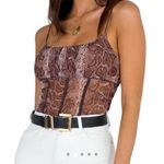 Princess Polly  Snakeskin Print Margie Top - Brown - US 6 Photo 0