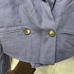 Jason Wu  Womens Blazer Jacket Medium NWT $310 Linen Cropped Blue Career Photo 3