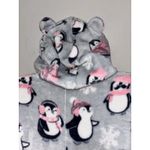 Munki Munki Ladies' Luxe Plush Hooded One Pc Pajama Penguin Gray/Pink Sz L Photo 5