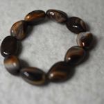 Source Unknown Earthy Brown Stone Beaded 5" Casual Chunky Statement Stretch Bracelet Photo 3