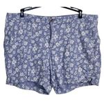 Old Navy Everyday Short High Rise Floral Blue White Linen Blend Shorts Sz 18 Photo 0