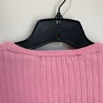 EXPRESS Vintage 90s Y2K Ribbed Long Sleeve Pink Cardigan Sweater Sz L Photo 6