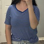 Old Navy Blue Striped Summer Short Sleeve Shirt Size Small Photo 0