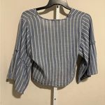 Lavender Field  Navy Pinstripe Blouse Photo 1