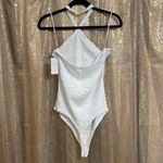 Abercrombie & Fitch  white ribbed soft cutout halter neck bodysuit, XL NWT Photo 1